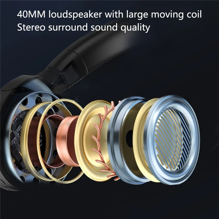 P2965 Over-Ear Wireless Bluetooth-compatible Headset Bass Effect Headphones Support TF Card - Red