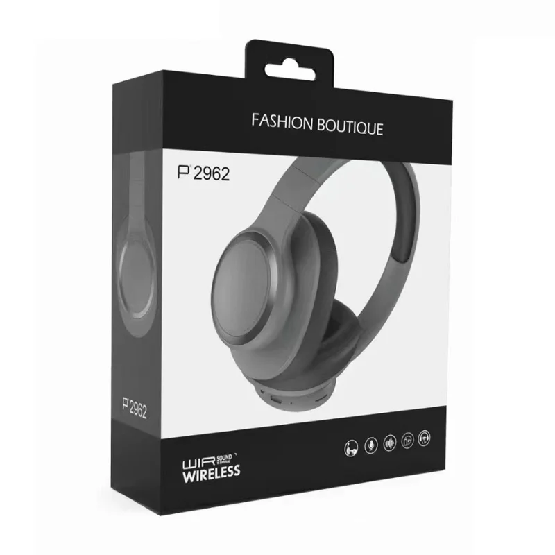 P2962 Over-Ear Wireless Headphones Bass Bluetooth-compatible Headset with Card Slot - Dark Grey
