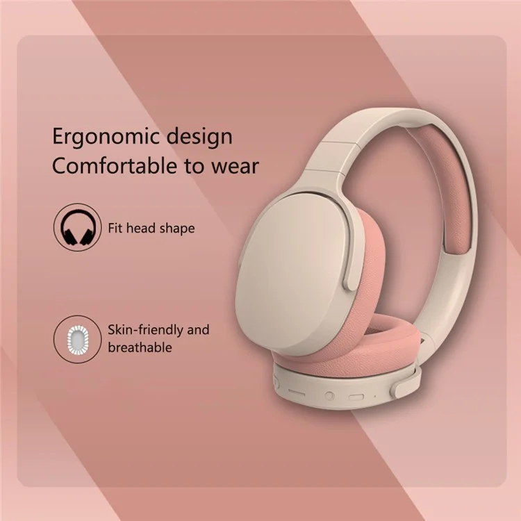 P2961 Wireless Bluetooth-compatible Headphones Over-Ear Lightweight Headset - Pink