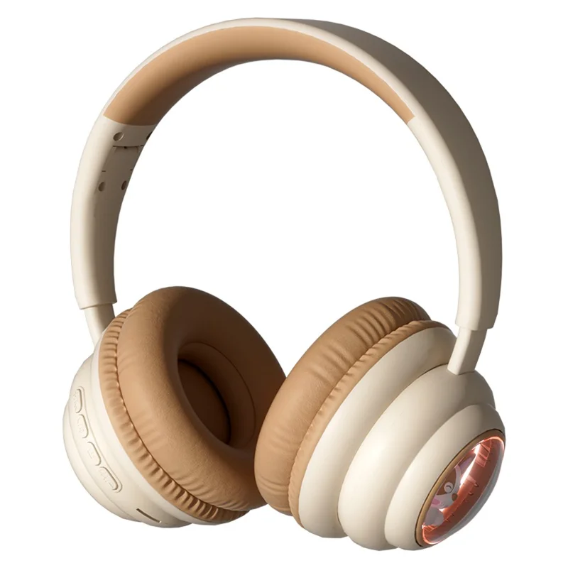 KE-31 Over-Ear Bluetooth-compatible Headphones with RGB Lights Wired / Wireless Headset - Beige