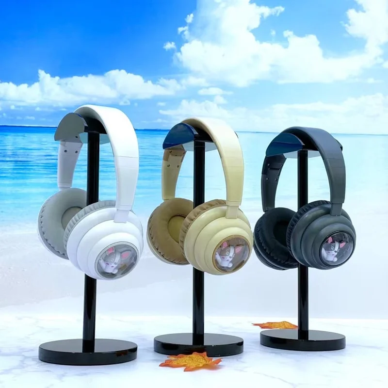 KE-31 Over-Ear Bluetooth-compatible Headphones with RGB Lights Wired / Wireless Headset - Beige