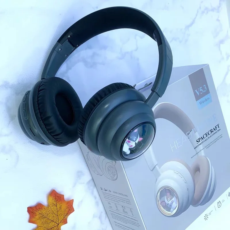 KE-31 Over-Ear Bluetooth-compatible Headphones with RGB Lights Wired / Wireless Headset - Beige