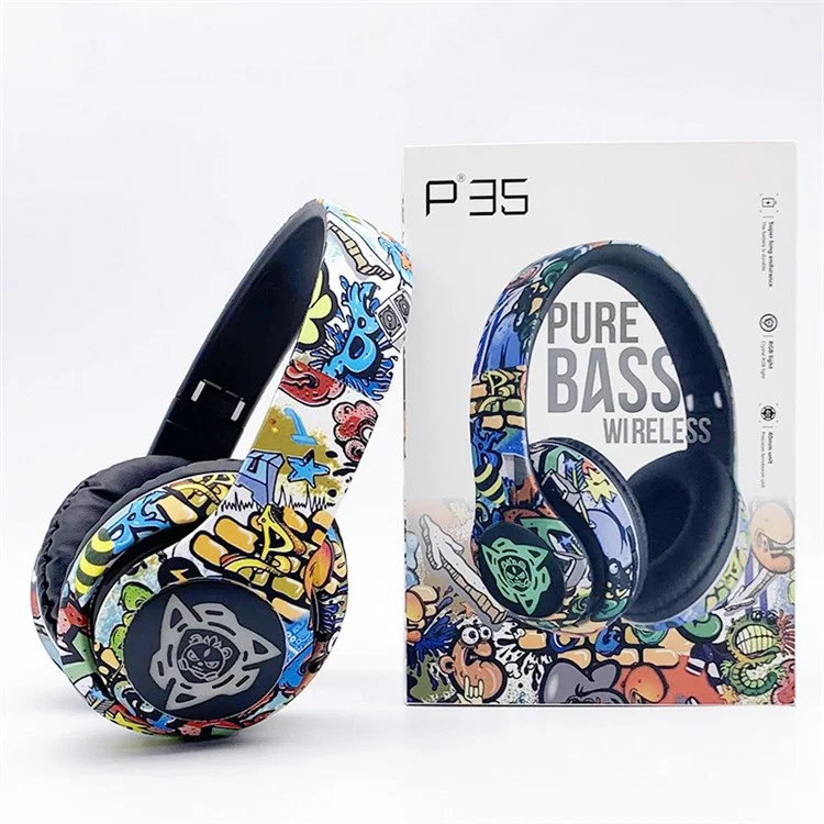 P35 LED Lighting Wireless Headset Bluetooth-compatible Earphone E-Sport Gaming Headphone - Style D