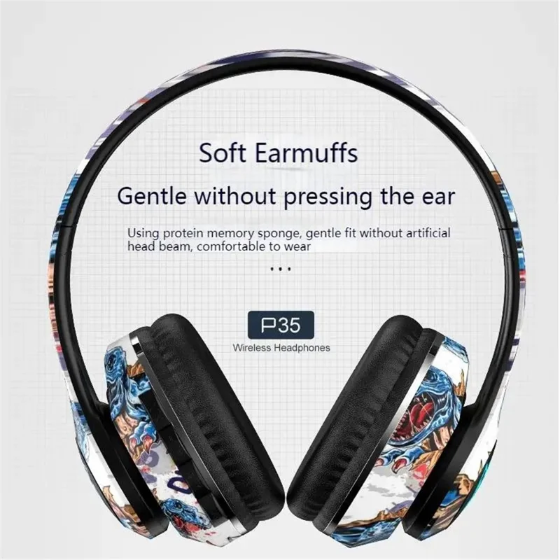 P35 LED Lighting Wireless Headset Bluetooth-compatible Earphone E-Sport Gaming Headphone - Style C