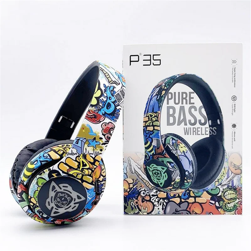 P35 LED Lighting Wireless Headset Bluetooth-compatible Earphone E-Sport Gaming Headphone - Style C