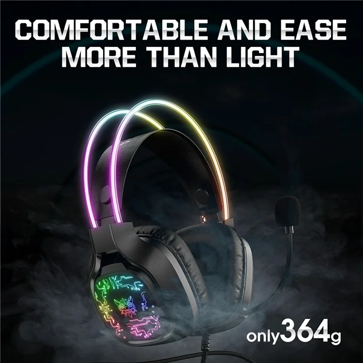 Onikuma X22 Over-lear RGB Gaming Hearset с Шумоподобным Микрофоном - Черный