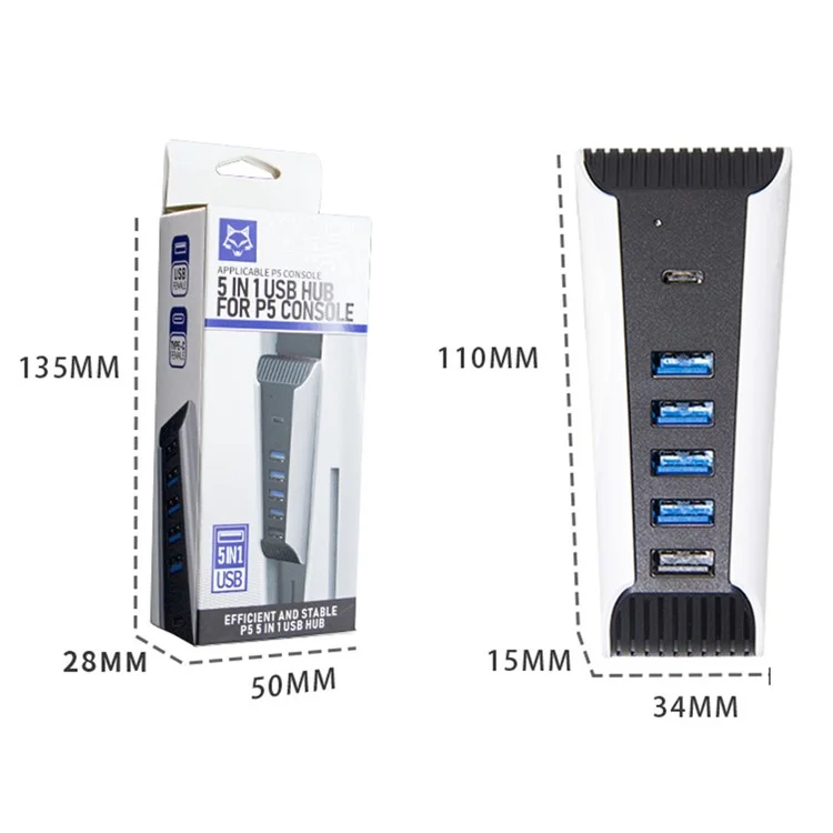HONSON Hub USB Splitter Estación de Acoplamiento para Consola PS5
