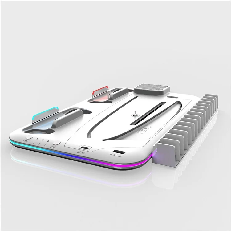 DZ504 Para PS5 / PS5 Slim Suporte de Resfriamento Multifuncional Suporte de Fone de Ouvido Prateleira de Armazenamento de Disco - Branco