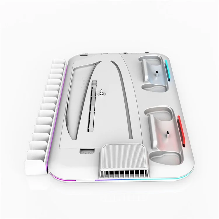 DZ504 Para PS5 / PS5 Slim Suporte de Resfriamento Multifuncional Suporte de Fone de Ouvido Prateleira de Armazenamento de Disco - Branco