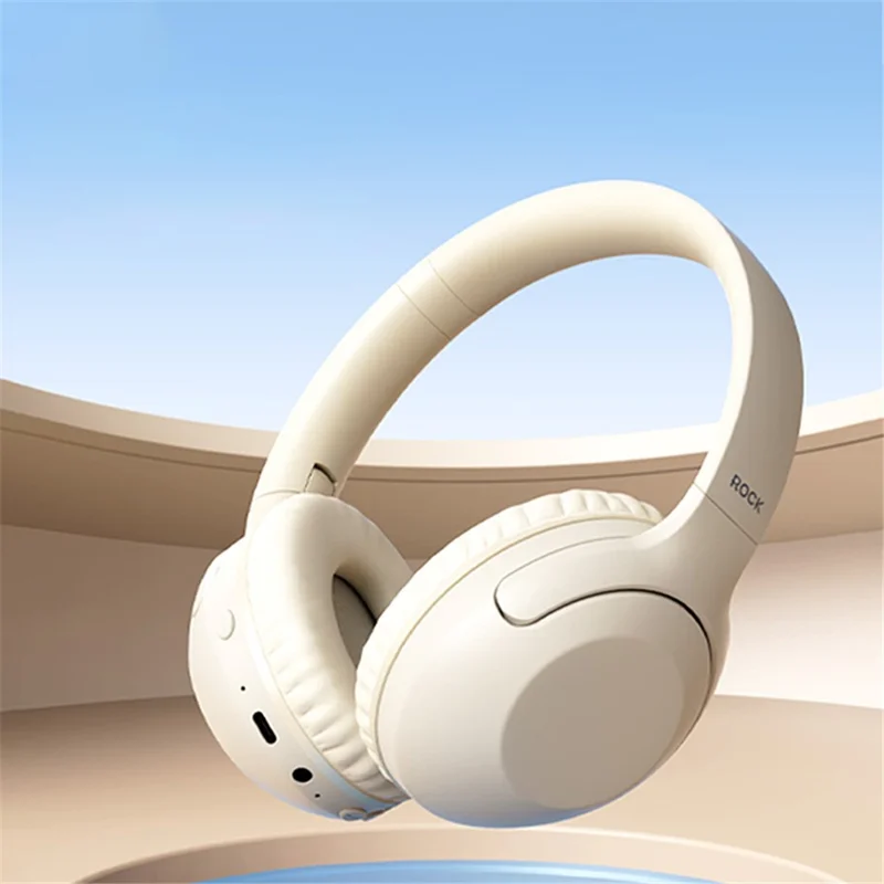 ROCK O3 Wireless On-Ear Headphones Bluetooth-compatible Stereo Headset Over Ear Noise Canceling - Light Grey