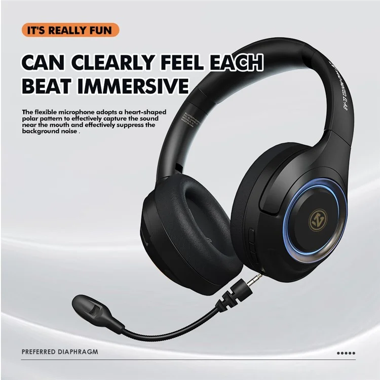 Cuffie On-Ear con filo e wireless ROCK A8 con microfono Cuffie Bluetooth stereo Over-Ear - Nero