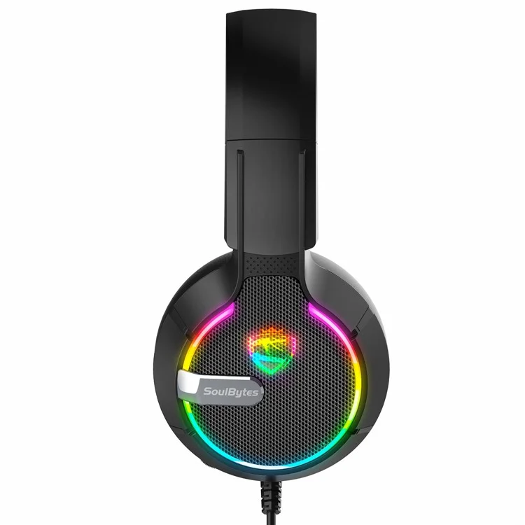 SOULBYTES S19 Auriculares RGB con diadema, Auriculares para juegos por cable para PC, USB+3,5 mm+4 Pin 