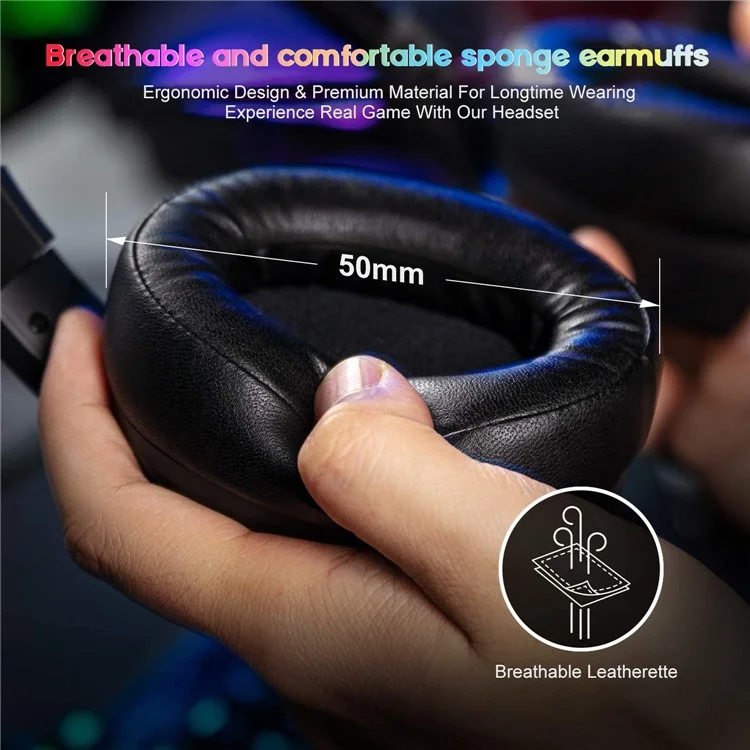 SOULBYTES S19 Auriculares RGB con diadema, Auriculares para juegos por cable para PC, USB+3,5 mm+4 Pin 