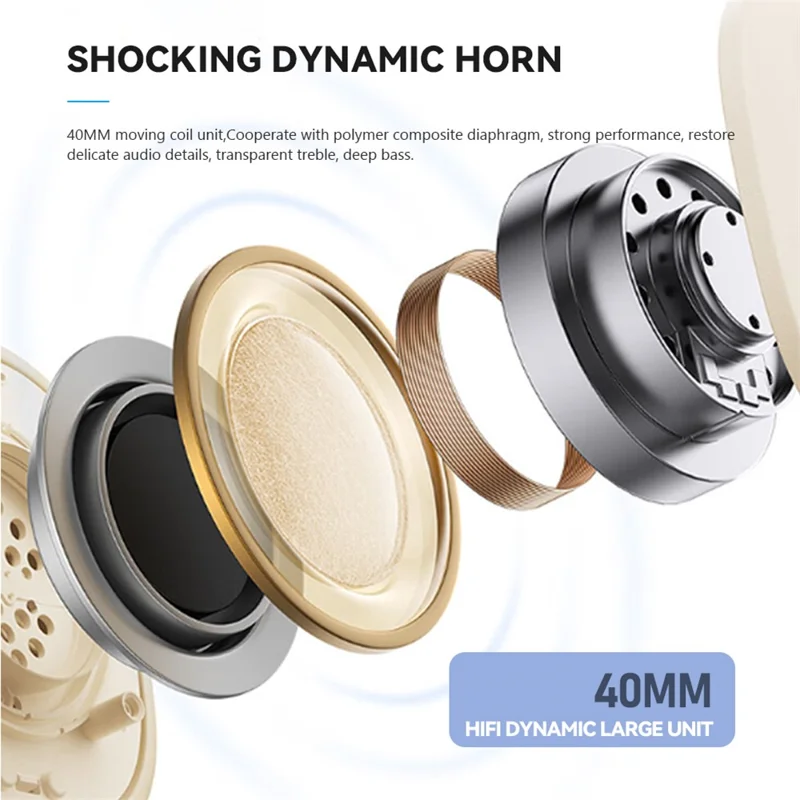 2.4G Wireless Headphone ANC Headset Bluetooth-compatible Music Gaming Earphone - White