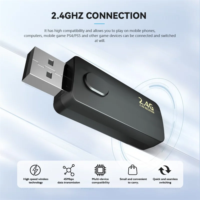 2.4G Wireless Headphone ANC Headset Bluetooth-compatible Music Gaming Earphone - White