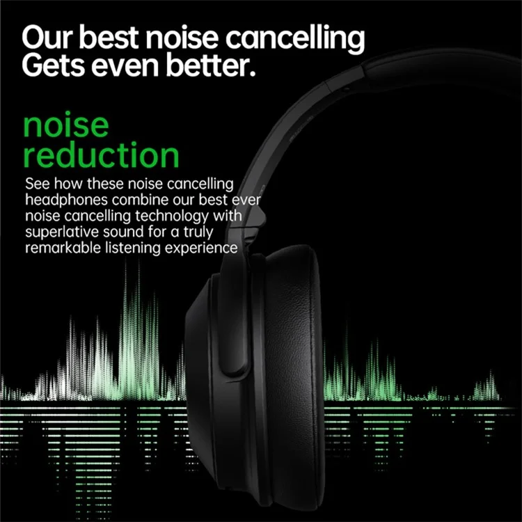 A06 ANC Wireless Headset Bluetooth Headphone Music Gaming Earphone - Black