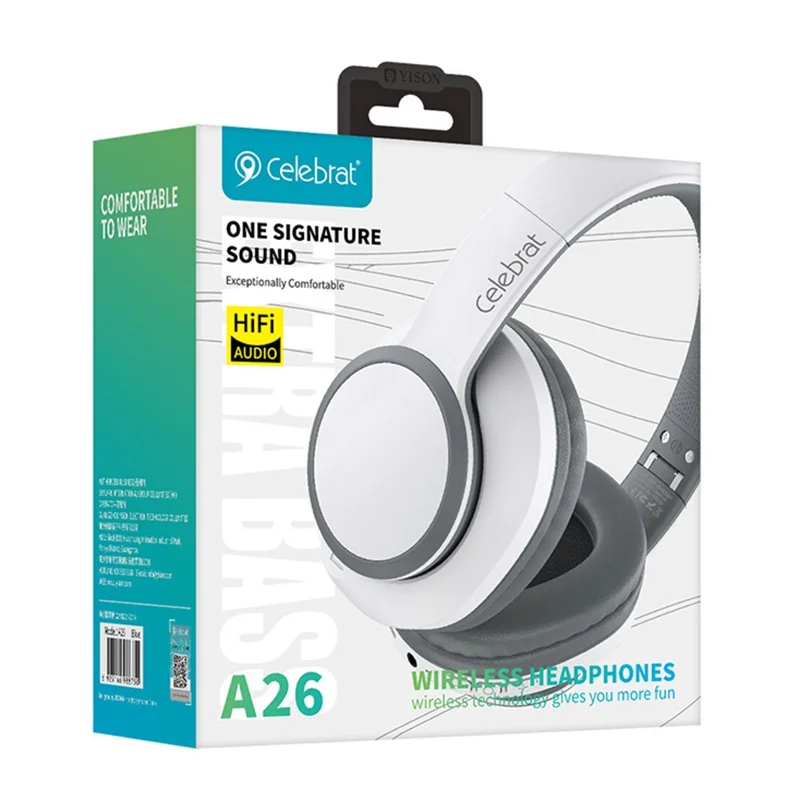 CELEBRAT A26 Foldable Over-ear Bluetooth-compatible Headset HiFi Music Gaming Headphone - Black