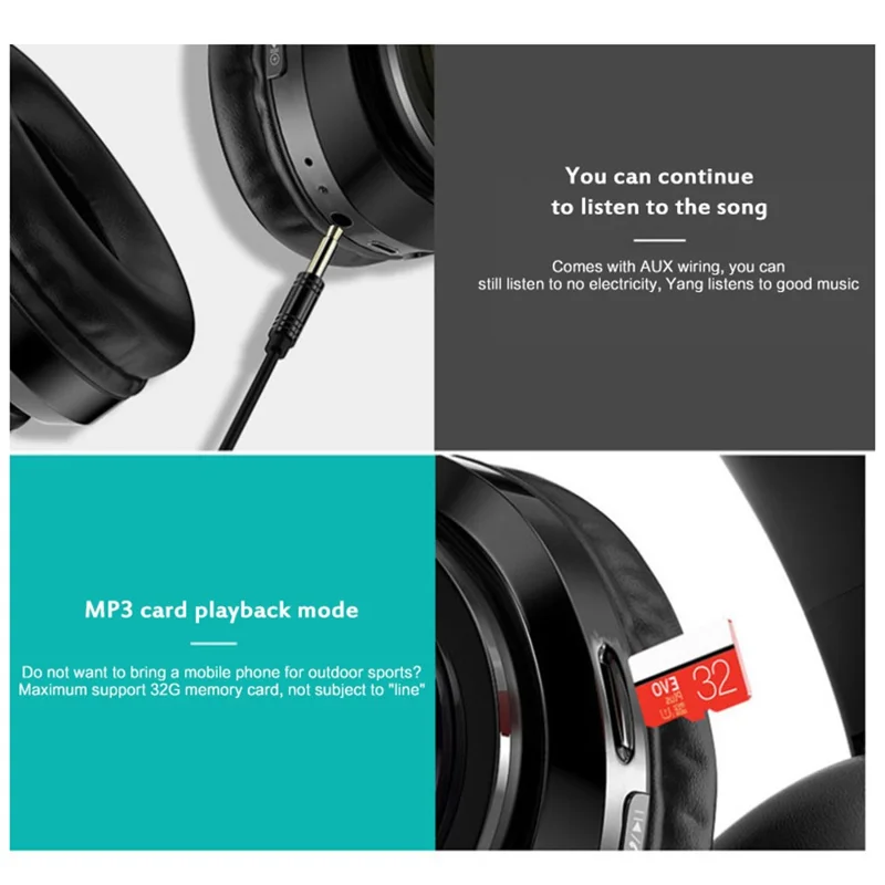 B39 Foldable Over-ear Bluetooth-compatible Headset Wireless HiFi Music Gaming Headphone with Breathing Light - Red+Black