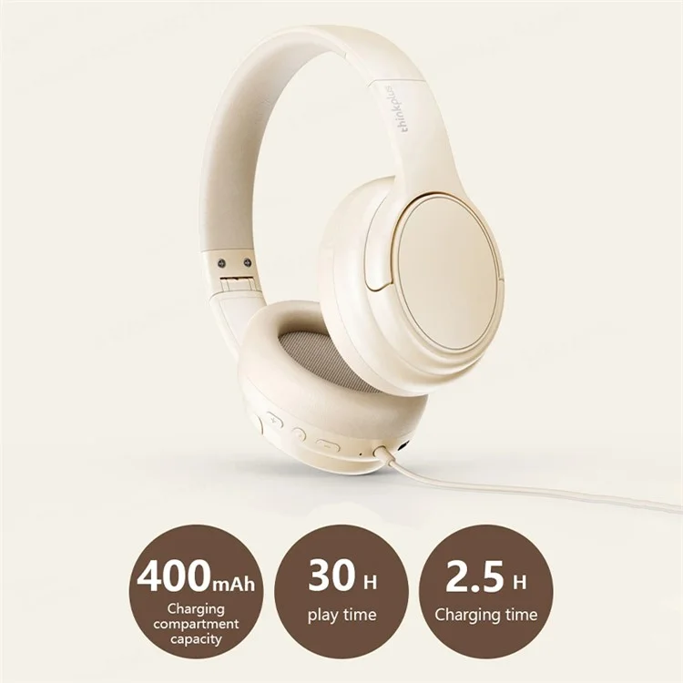 LENOVO Thinkplus TH20 Foldable Over The Ear Wireless Headset Bluetooth Headphones - Blue