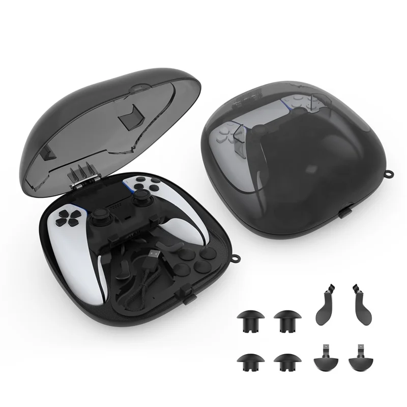 JYS JYS-P5207 Für Sony PS5 / PS5 Elite Controller Transparentes Fenster Aufbewahrungstasche mit Zubehör - Schwarz