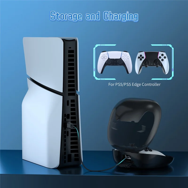 JYS JYS-P5207 Für Sony PS5 / PS5 Elite Controller Transparentes Fenster Aufbewahrungstasche mit Zubehör - Schwarz
