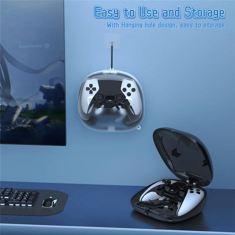 JYS JYS-P5207 Für Sony PS5 / PS5 Elite Controller Transparentes Fenster Aufbewahrungstasche mit Zubehör - Schwarz