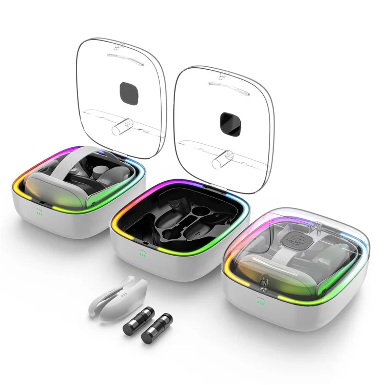 Socle de charge JYS JYS-MQ002 pour Meta Quest 3 avec étui de rangement à lumière RVB et 2 batteries