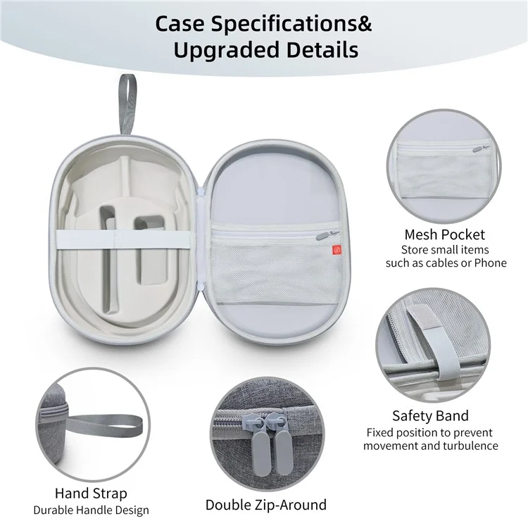 JYS JYS-APP001 Bolsa de Almacenamiento para Accesorios de Apple Vision Pro VR, Funda de Lino Gris