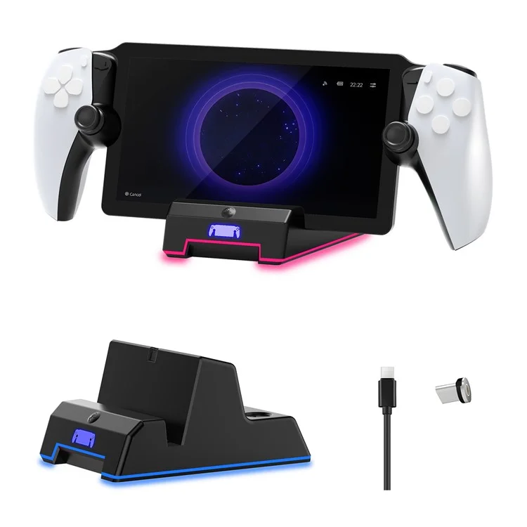 JYS-P5202 Magnetic Charging Station for Sony Playstation Portal Type-C Charger Stand with RGB Light