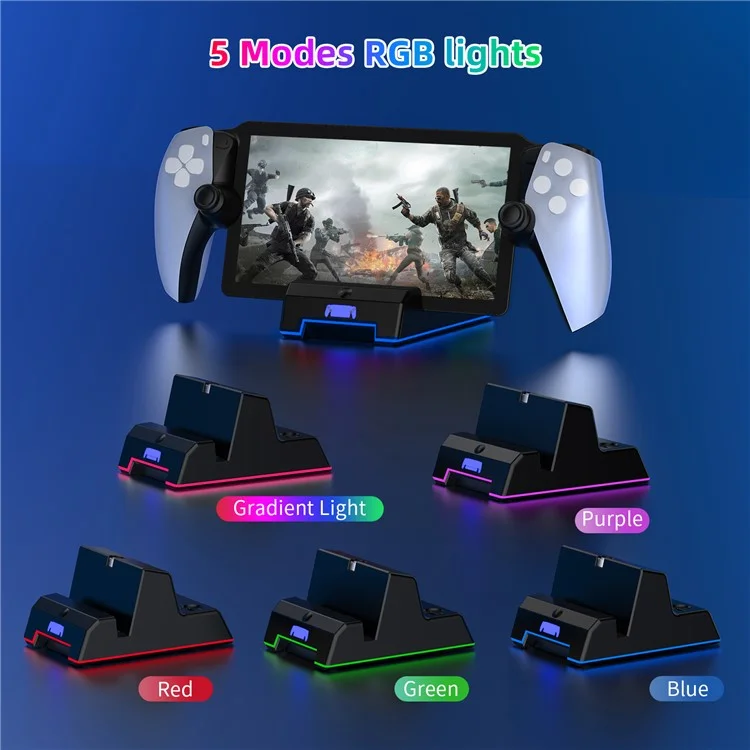 JYS-P5202 Magnetic Charging Station for Sony Playstation Portal Type-C Charger Stand with RGB Light