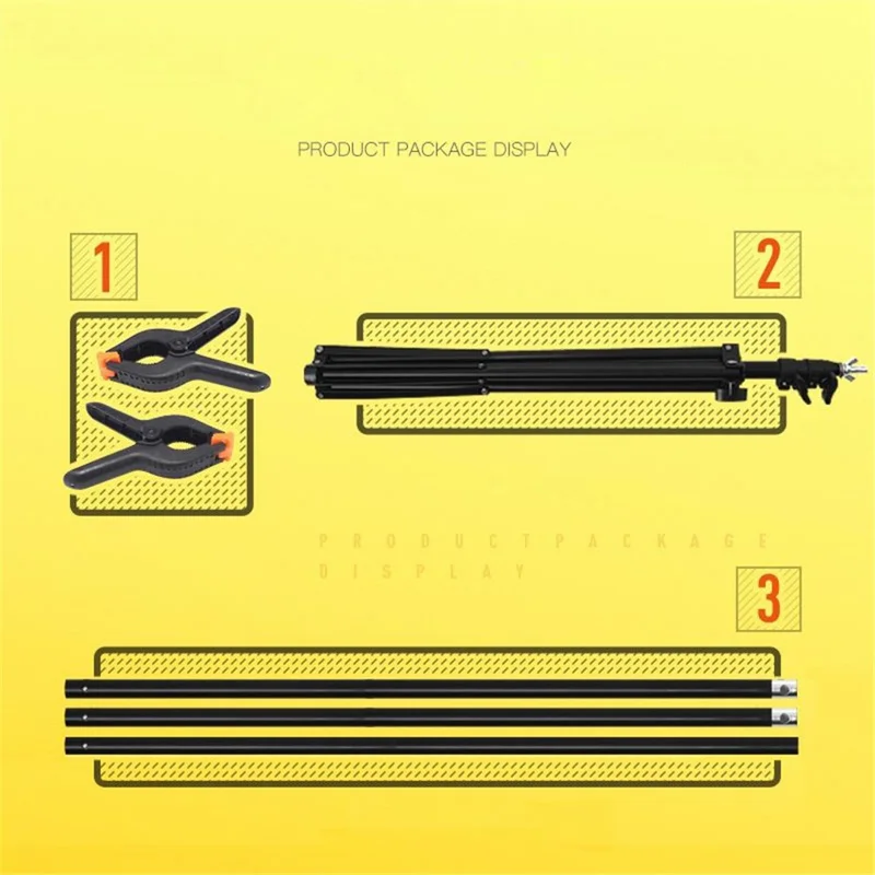 2x2m T-Shape Portable Background Backdrop Support Stand with 5 Clamps