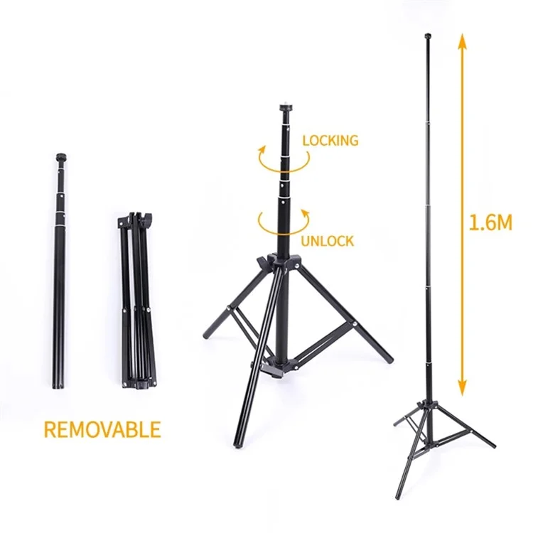 1.6M Adjustable Tripod Stand for Vlogs Live Stream Self-Portrait Shooting