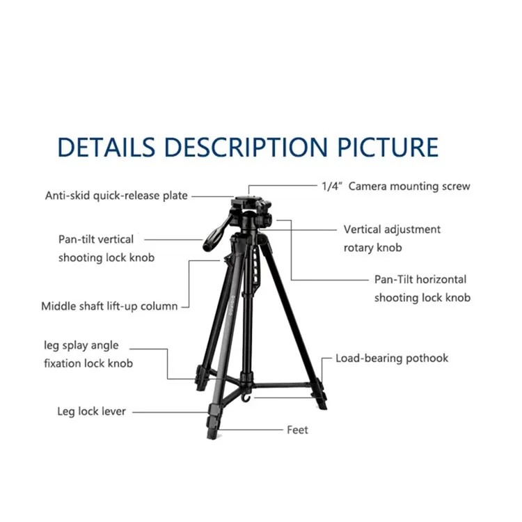 DIGIPOD TR462 62 Pouces Extensible en Aluminium Bracket DV dv Camera Stand Trépied Avec Cardan
