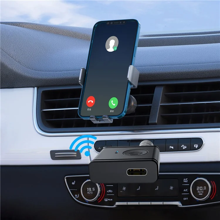 Adaptador de Áudio para Carro B1 3,5mm HiFi Sound Mãos-Livres Bluetooth 5.3 AUX Receiver