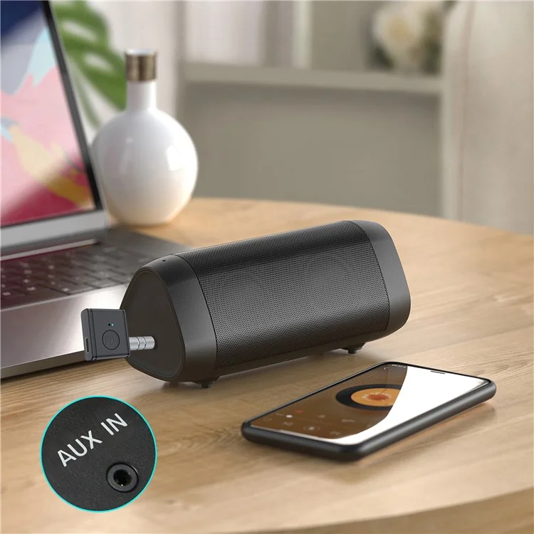 Adaptador de Áudio para Carro B1 3,5mm HiFi Sound Mãos-Livres Bluetooth 5.3 AUX Receiver