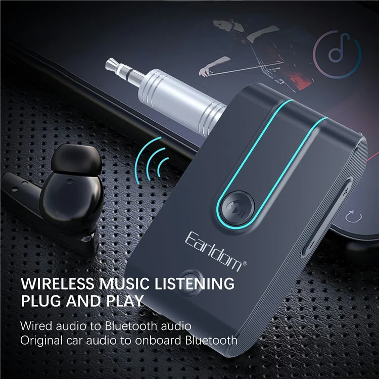 EARLDOM ET-BR05 Bluetooth 5.3 kabelloser Adapter für Freisprechfunktion 3,5-mm-AUX-Autoaudiolautsprecher-Empfänger