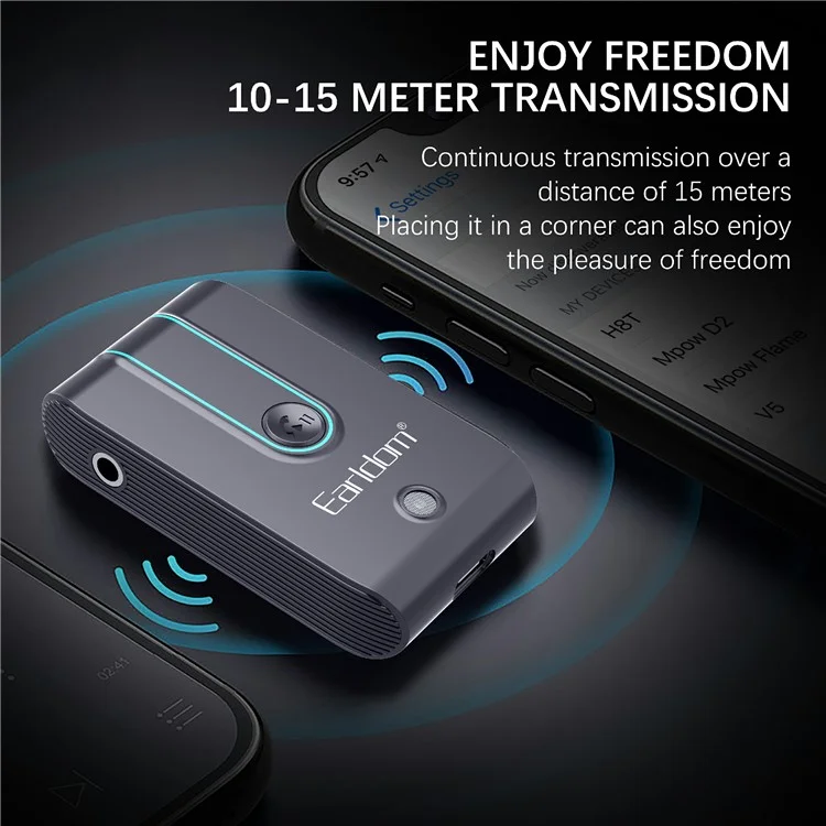 EARLDOM ET-BR05 Bluetooth 5.3 kabelloser Adapter für Freisprechfunktion 3,5-mm-AUX-Autoaudiolautsprecher-Empfänger