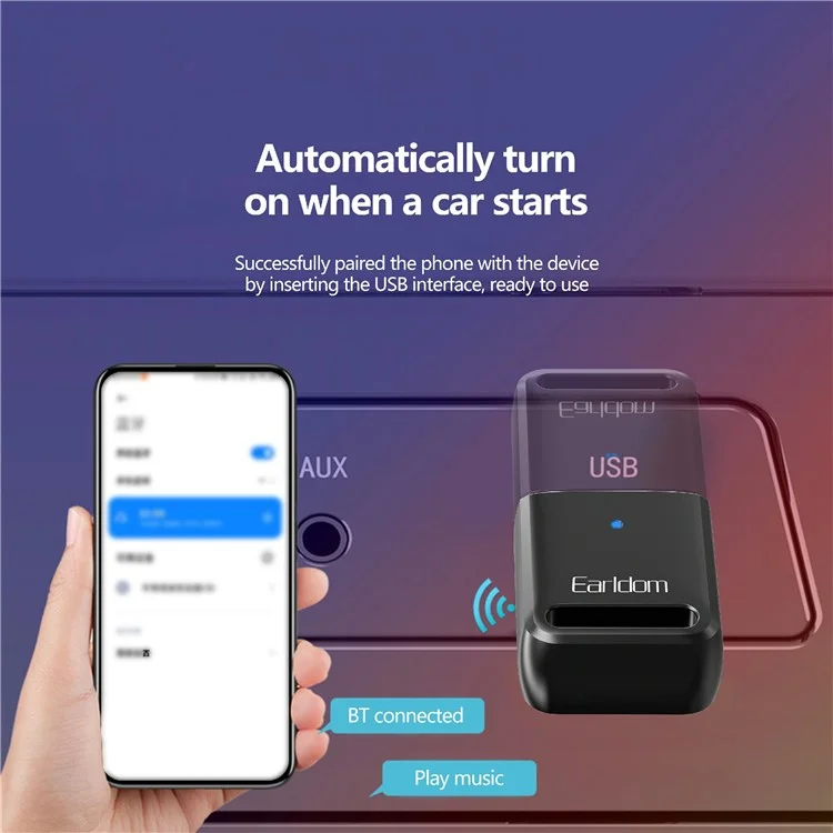 EARLDOM M91 USB Computer Bluetooth 5.0 Empfänger-Adapter für Maus, Tastatur, Lautsprecher