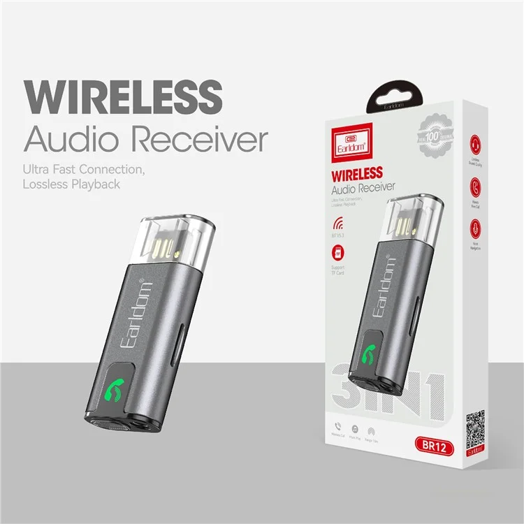 EARLDOM ET-BR12 Ricevitore audio Bluetooth 5.3 AUX TF Riproduzione musicale Adattatore USB