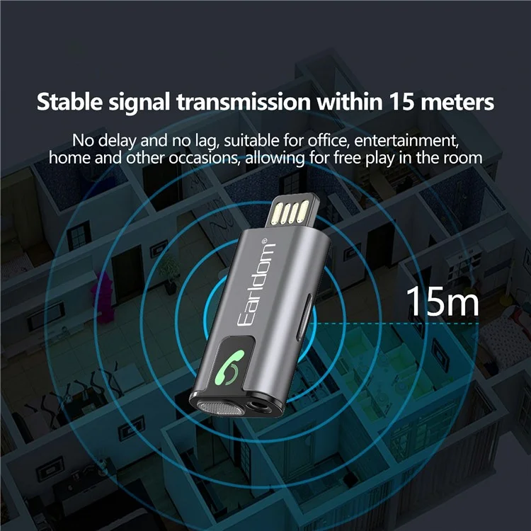 EARLDOM ET-BR12 Ricevitore audio Bluetooth 5.3 AUX TF Riproduzione musicale Adattatore USB