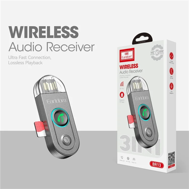 EARLDOM ET-BR13 Bluetooth-compatible 5.3 Audio Receiver 3.5mm Aux Receiver Stereo Speaker