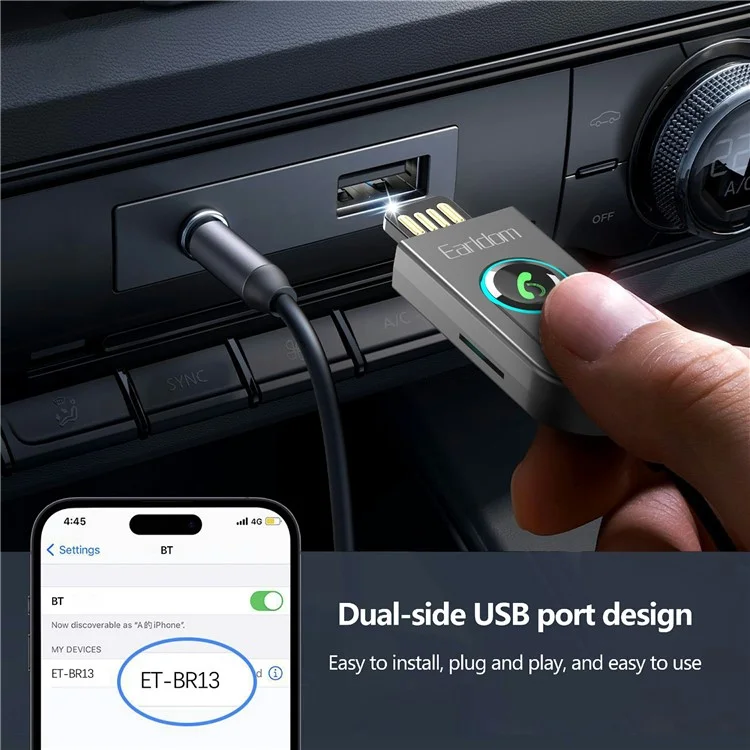 EARLDOM ET-BR13 Bluetooth-compatible 5.3 Audio Receiver 3.5mm Aux Receiver Stereo Speaker