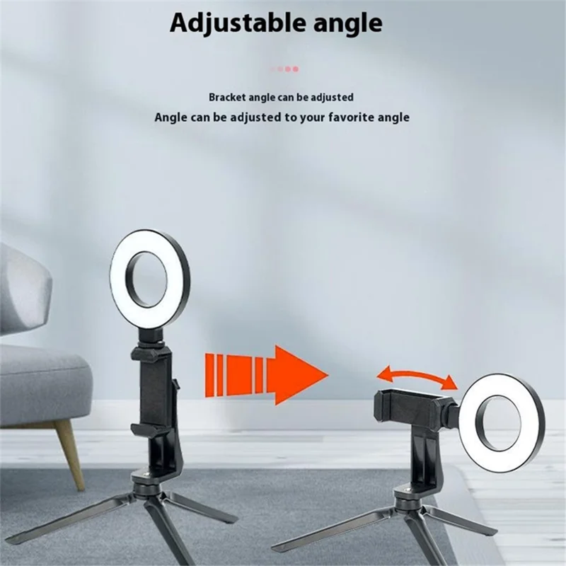 48-LED-ringbelysning med USB-anslutning, fyllningsbelysning med telefonklips + skrivbordsstativ för livesändning