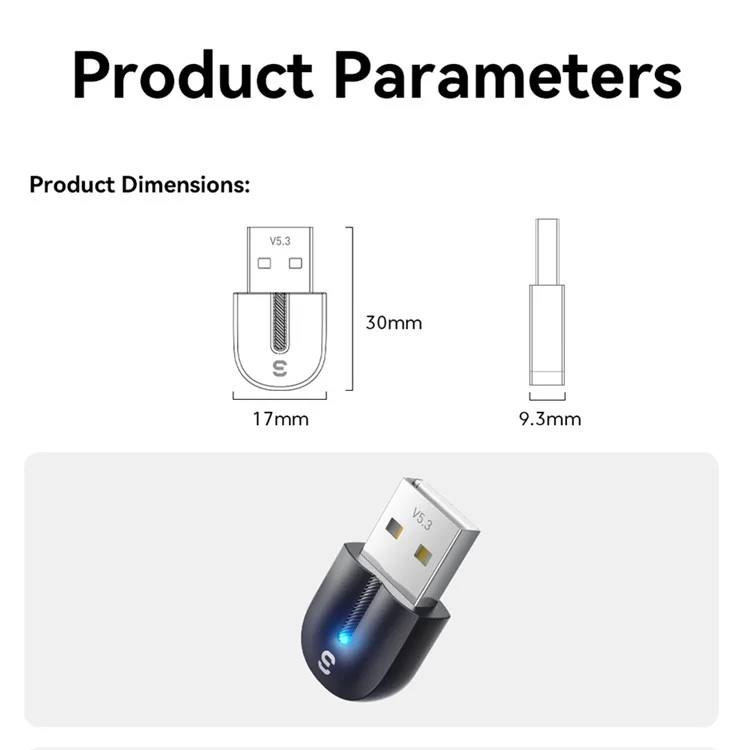 ESSAGER EBT53-BH01-P Adaptador Bluetooth 5.3 USB Plug and Play para Controlador de Jogos de PC, Telefone