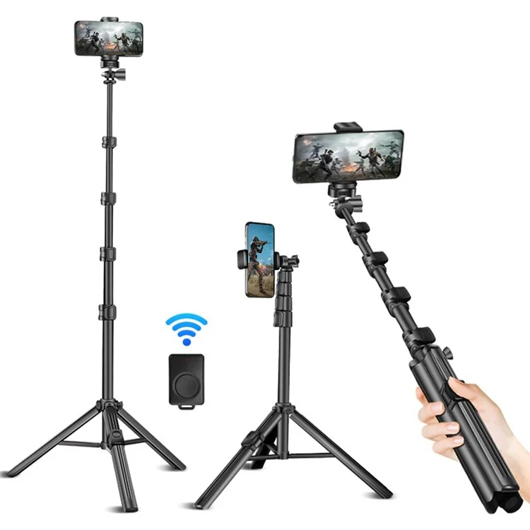 QZSD ZP100B 162cm Allime Alliame Extensible Téléphone Bluetooth Stick Stick Live Streaming Trépied