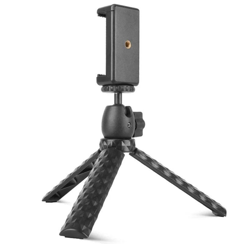 Q165P 360-Degree Rotatable Phone Holder Stand Selfie Live Streaming Desktop Tripod