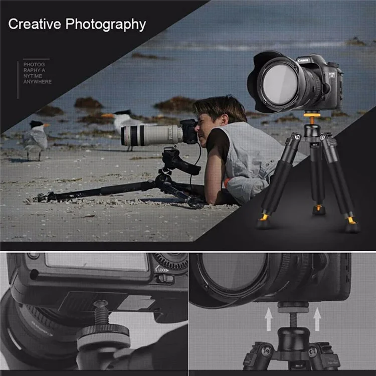 QZSD Q178 Tripode de Table Pliant en Alliage en Aluminium Portable Tripode Pour Les Caméras SLR Photographie