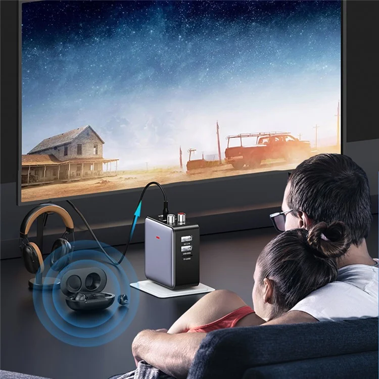 H6 Bluetooth-compatible 5.3 Transmitter Audio Bluetooth-compatible Receiver Adapter with Remote Control - US Plug