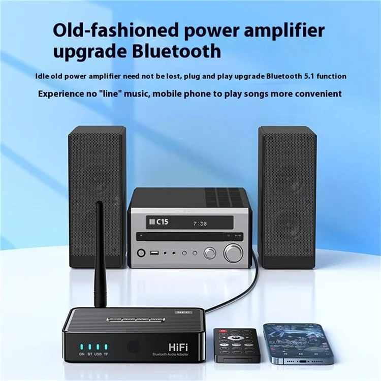 OMS-M3 Bluetooth-compatible Receiver Music Audio Palyer Adapter 6.5mm AUX Port Converter with Remote Control