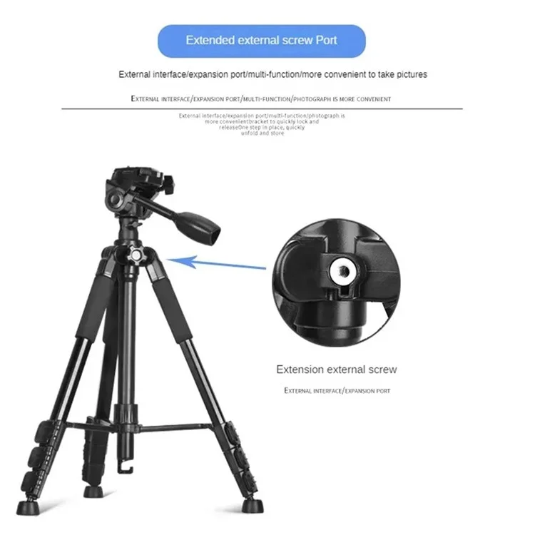 Trépied pour appareil photo et téléphone portable QZSD Q111H en alliage d'aluminium et ABS, télescopique, pour la diffusion en direct et la photographie